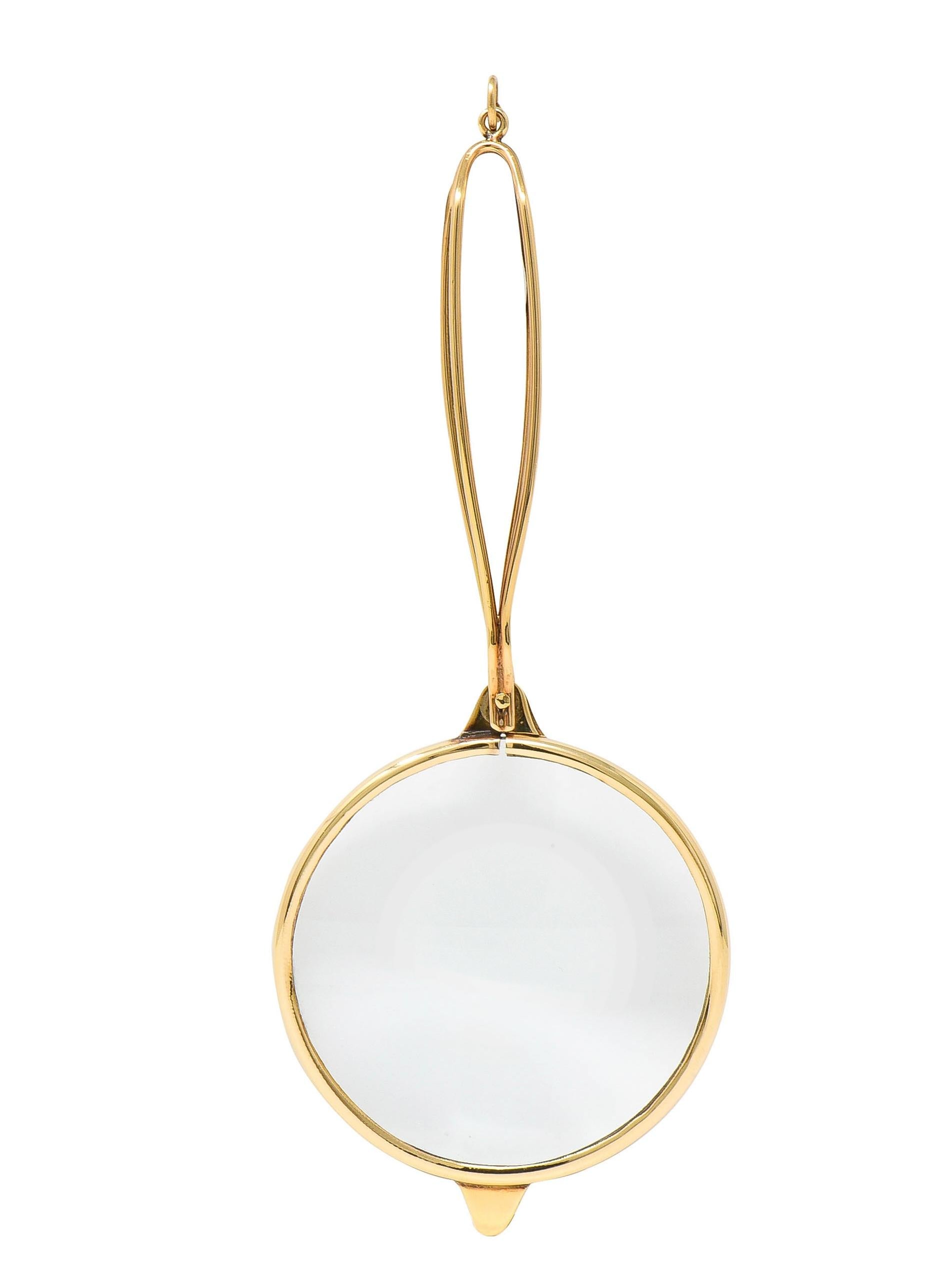 Tiffany & Co. 1940s 18 Karat Gold Magnifying Glass Vintage Mid-Century Pendant