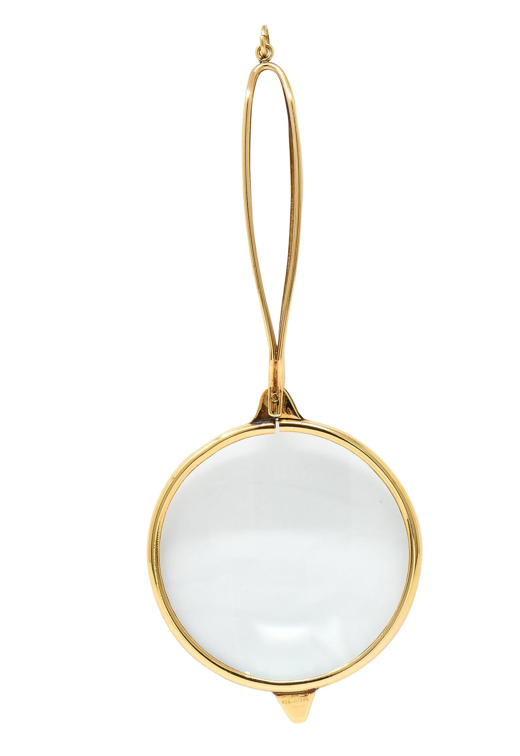 Tiffany & Co. 1940s 18 Karat Gold Magnifying Glass Vintage Mid-Century Pendant