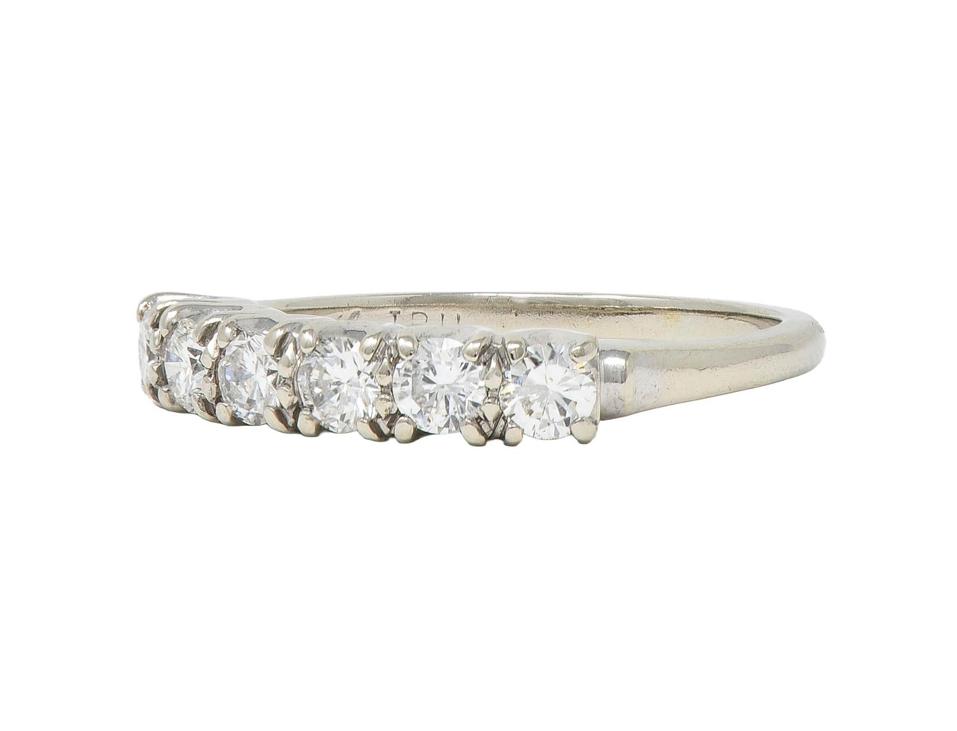 Mid-Century 0.50 CTW Diamond 14 Karat White Gold Vintage Stacking Band Ring