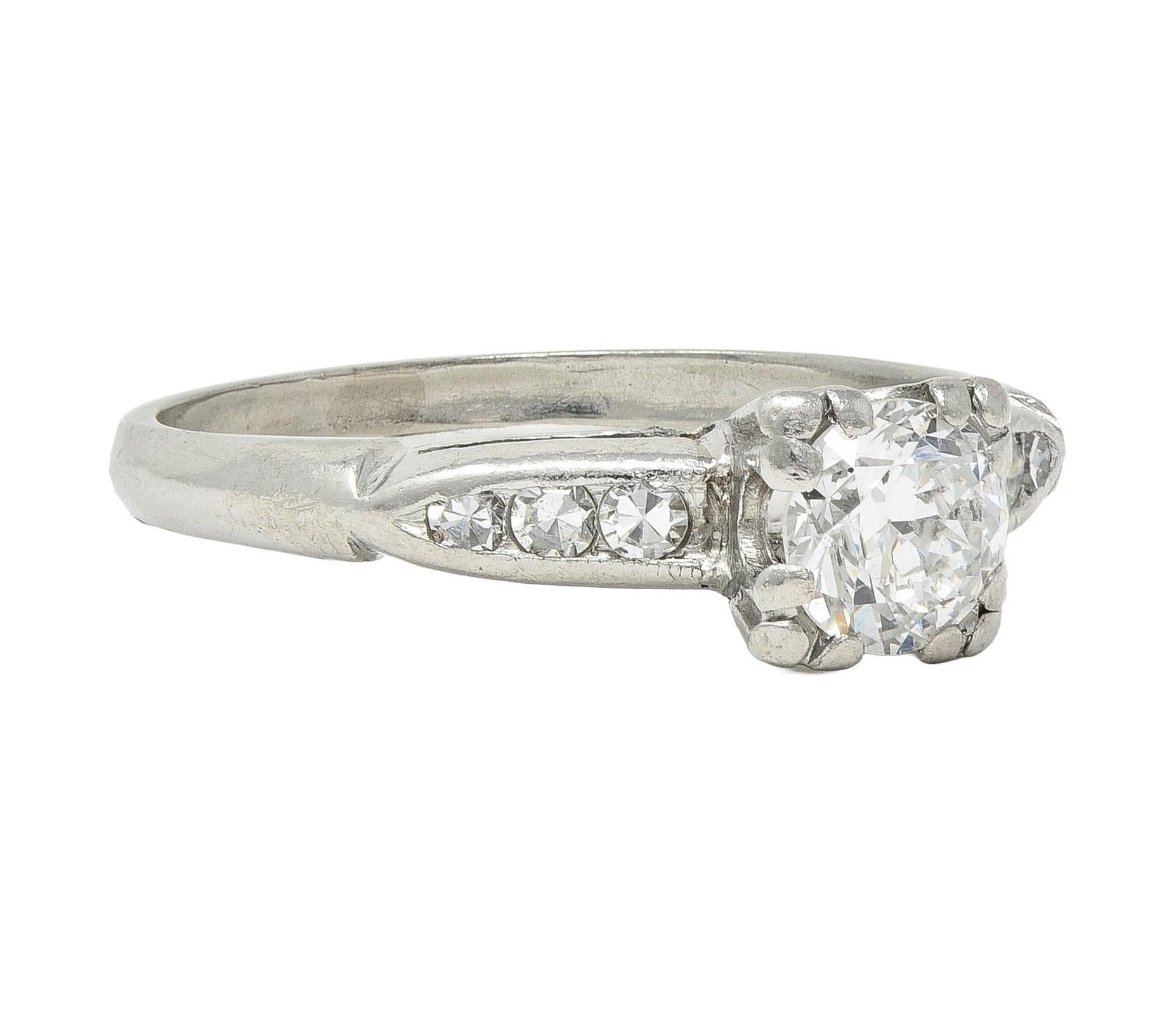 Retro 0.63 CTW Diamond Platinum Vintage Engagement Ring