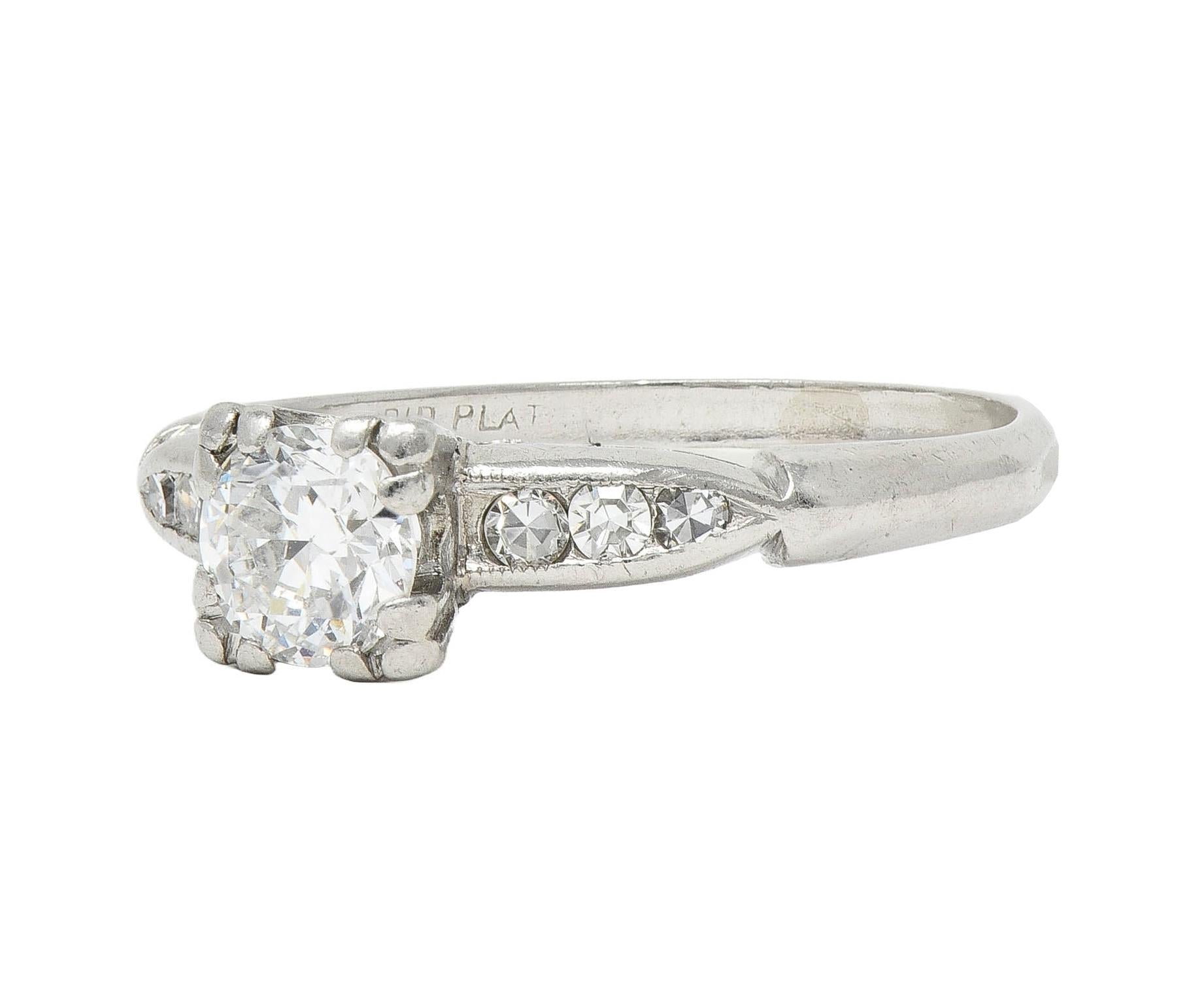 Retro 0.63 CTW Diamond Platinum Vintage Engagement Ring