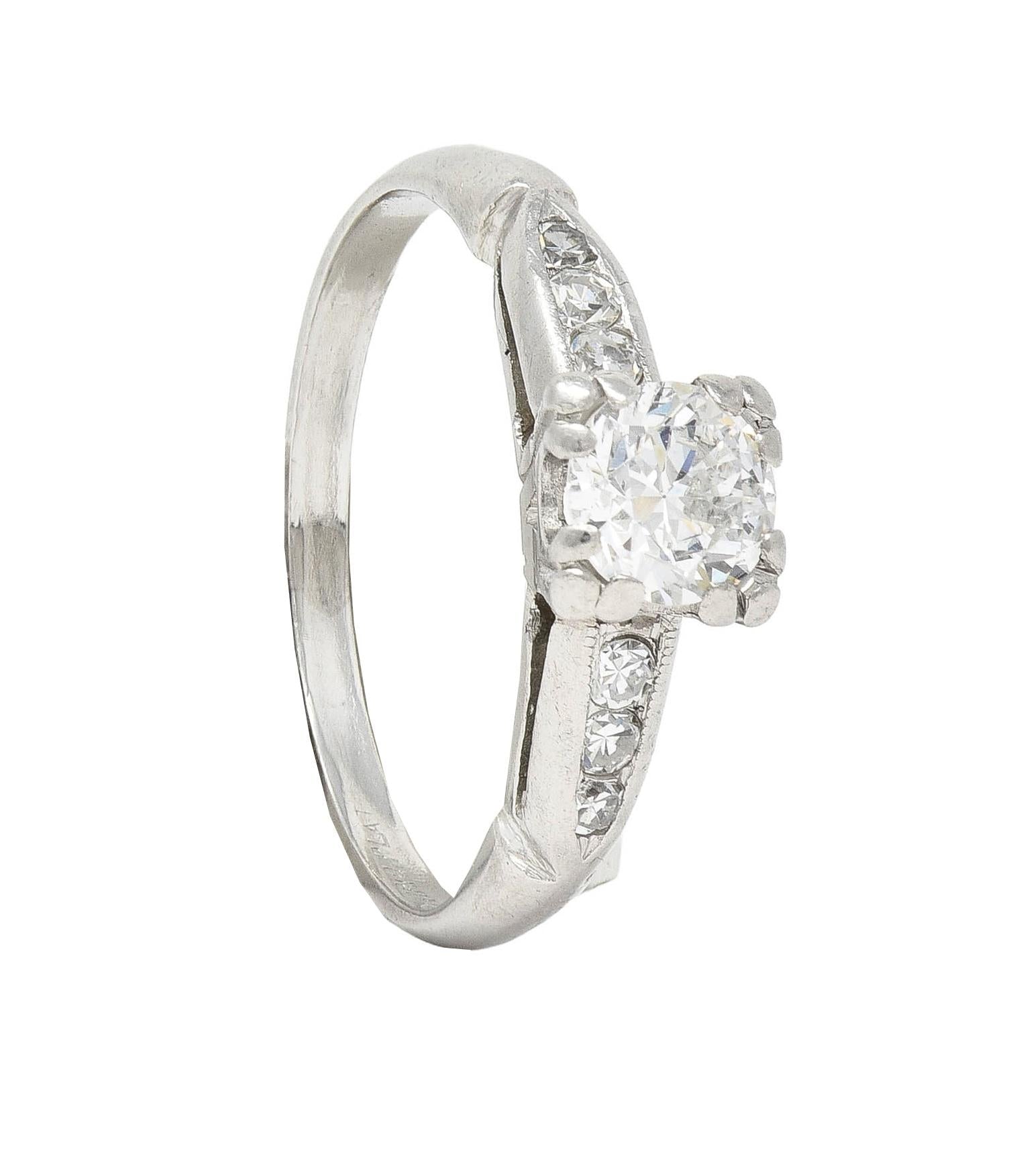 Retro 0.63 CTW Diamond Platinum Vintage Engagement Ring