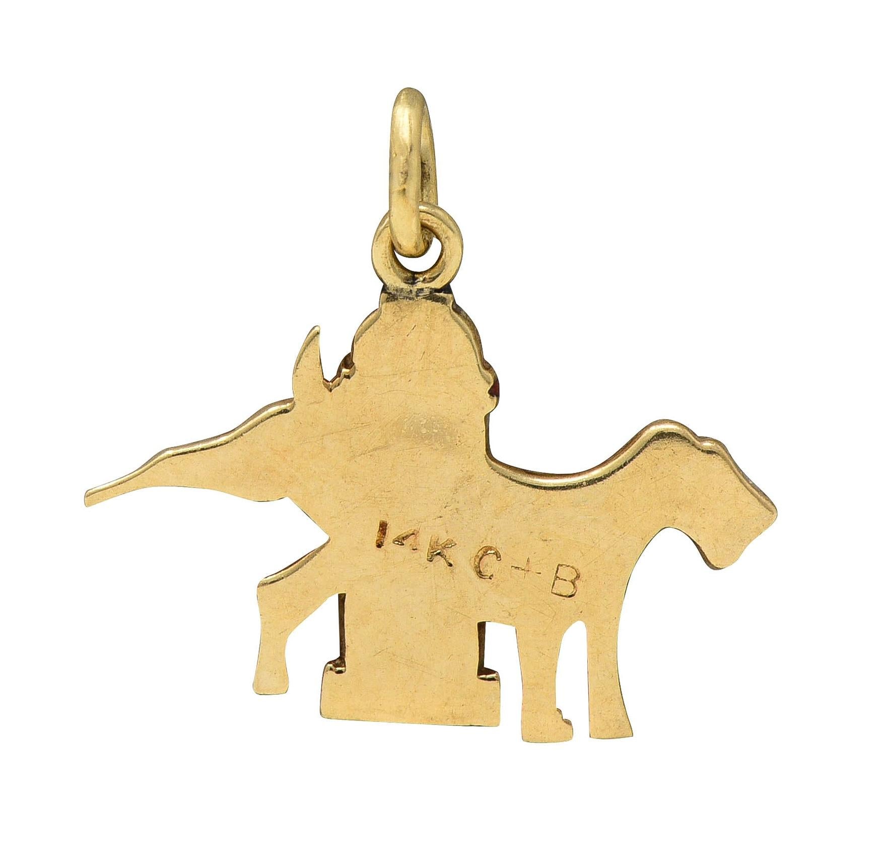 1950's Enamel 14 Karat Yellow Gold Vintage Dog Hydrant Charm