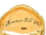 Art Nouveau Jones & Woodland 14 Karat Yellow Gold Antique Rose Signet Ring