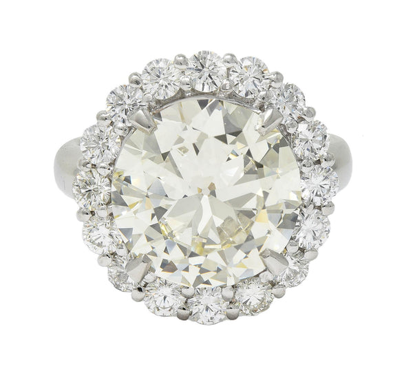 8.51 CTW Old European Cut Diamond Platinum Vintage Halo Engagement Ring GIA