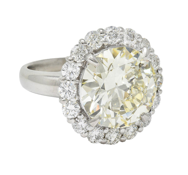 8.51 CTW Old European Cut Diamond Platinum Vintage Halo Engagement Ring GIA