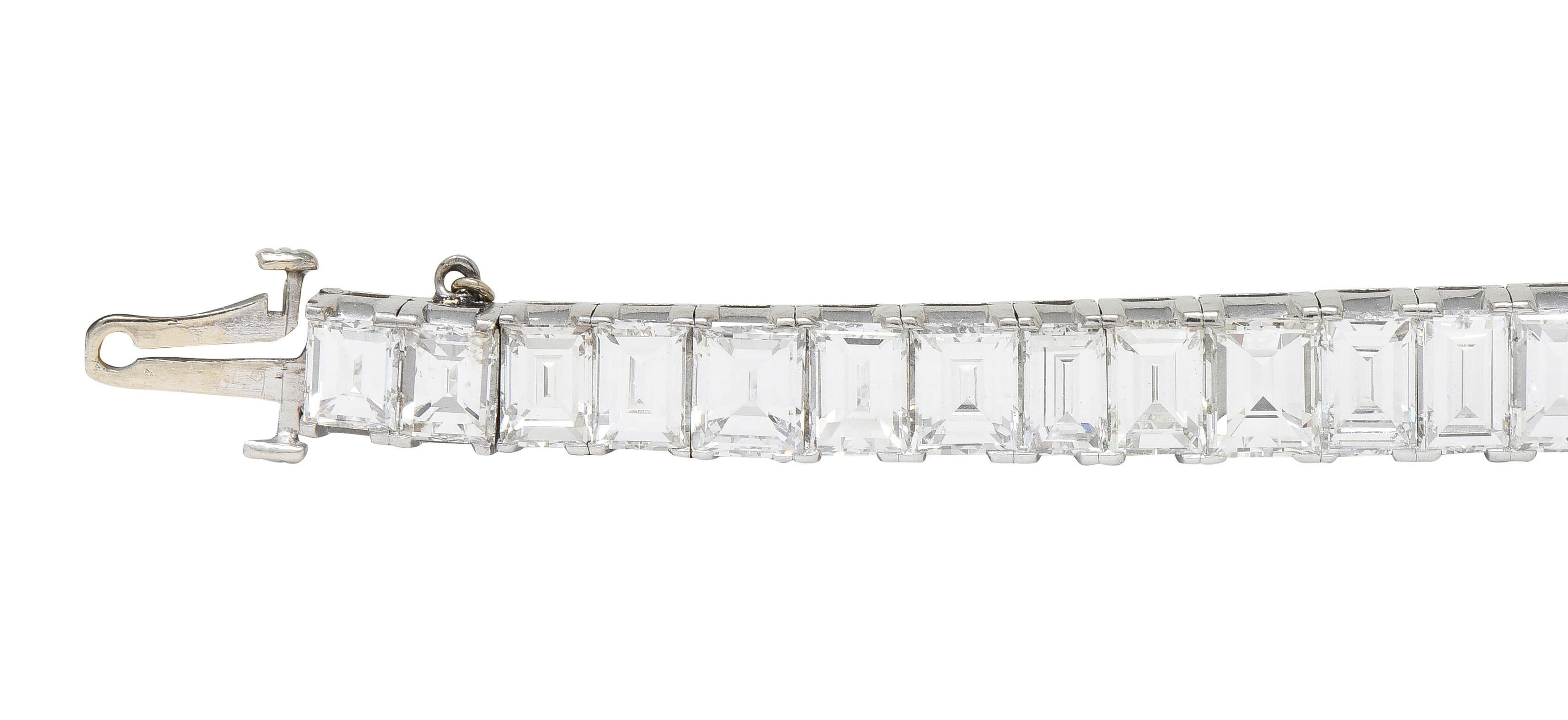 Mid-Century 25.20 CTW Rectangular Step Diamond Platinum Vintage Line Bracelet