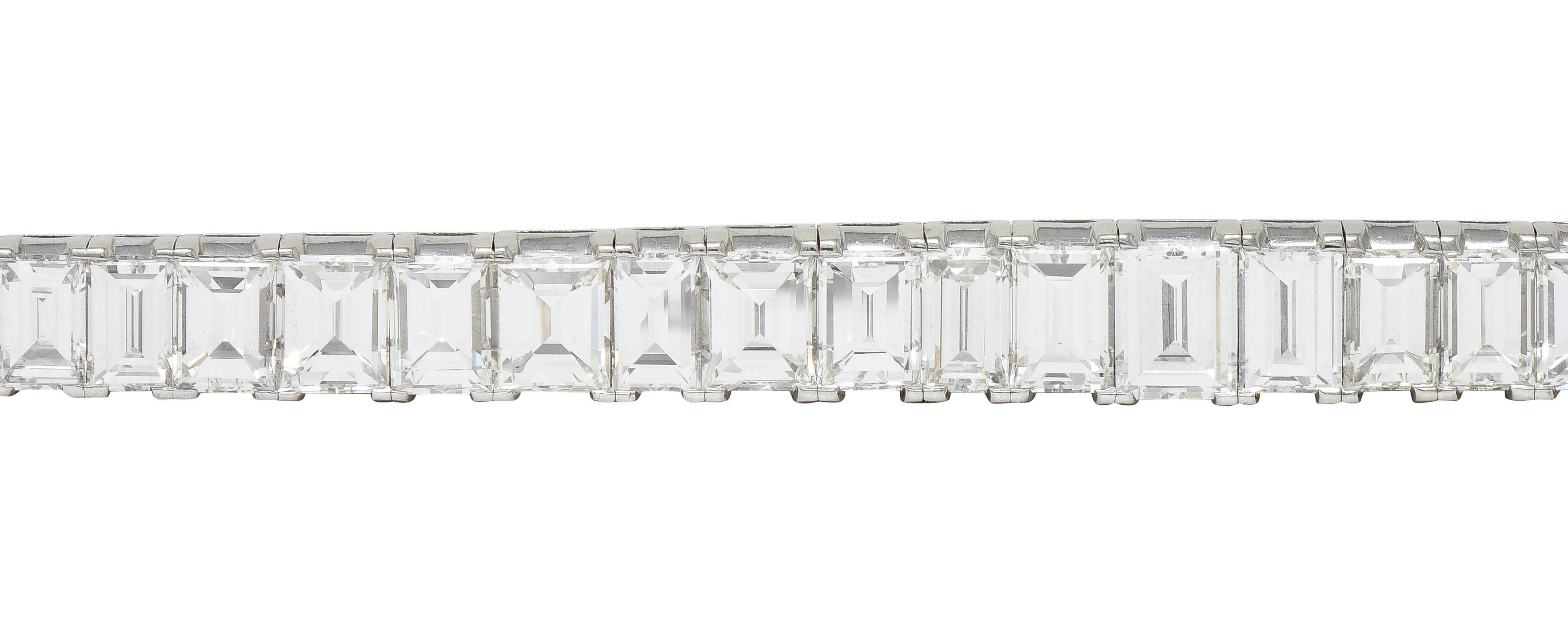 Mid-Century 25.20 CTW Rectangular Step Diamond Platinum Vintage Line Bracelet