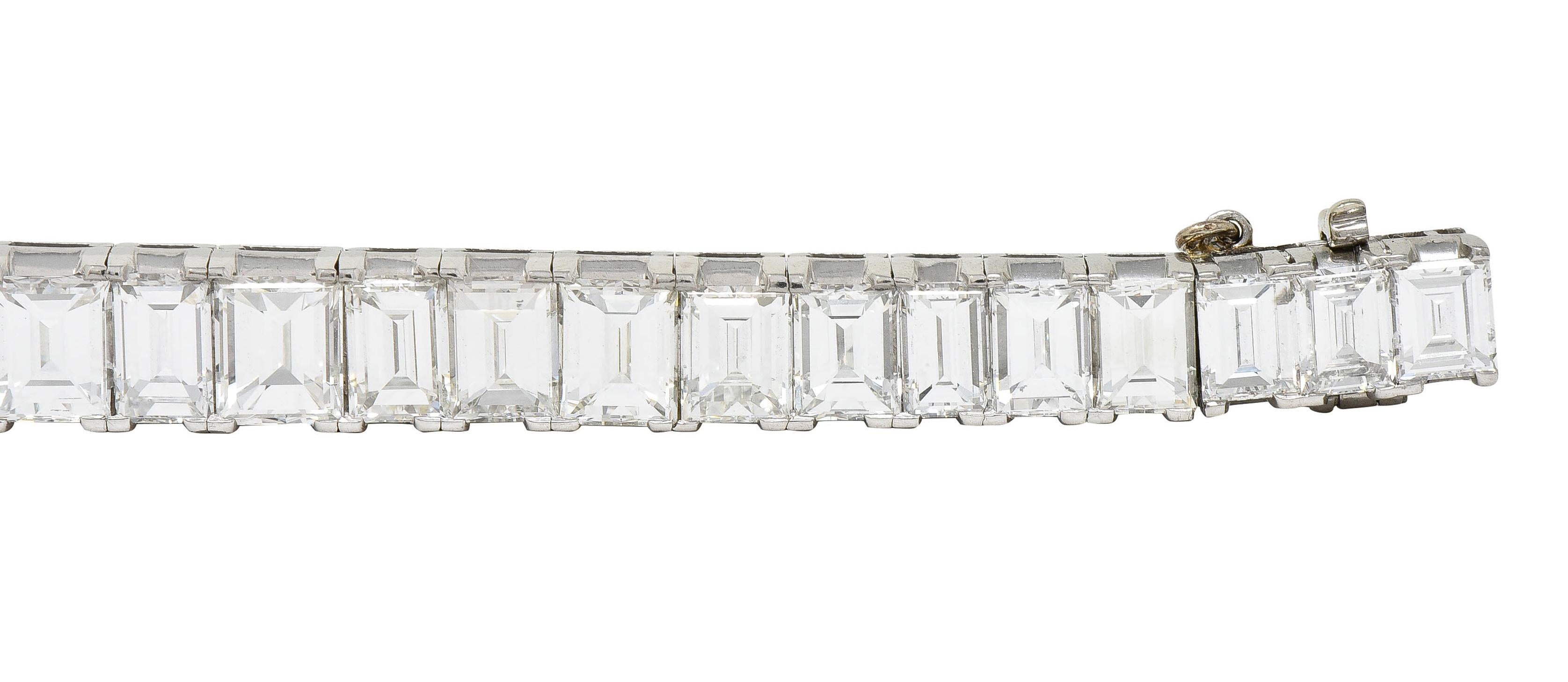 Mid-Century 25.20 CTW Rectangular Step Diamond Platinum Vintage Line Bracelet