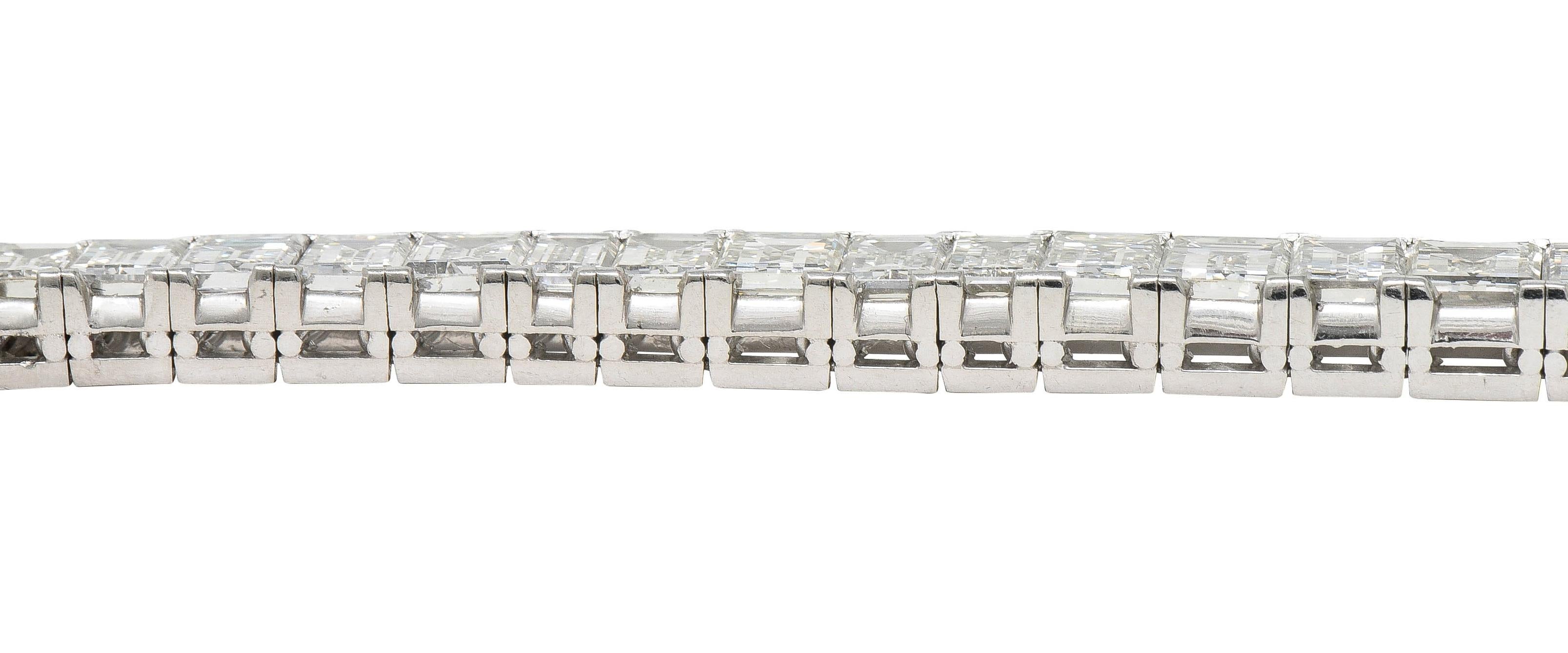 Mid-Century 25.20 CTW Rectangular Step Diamond Platinum Vintage Line Bracelet