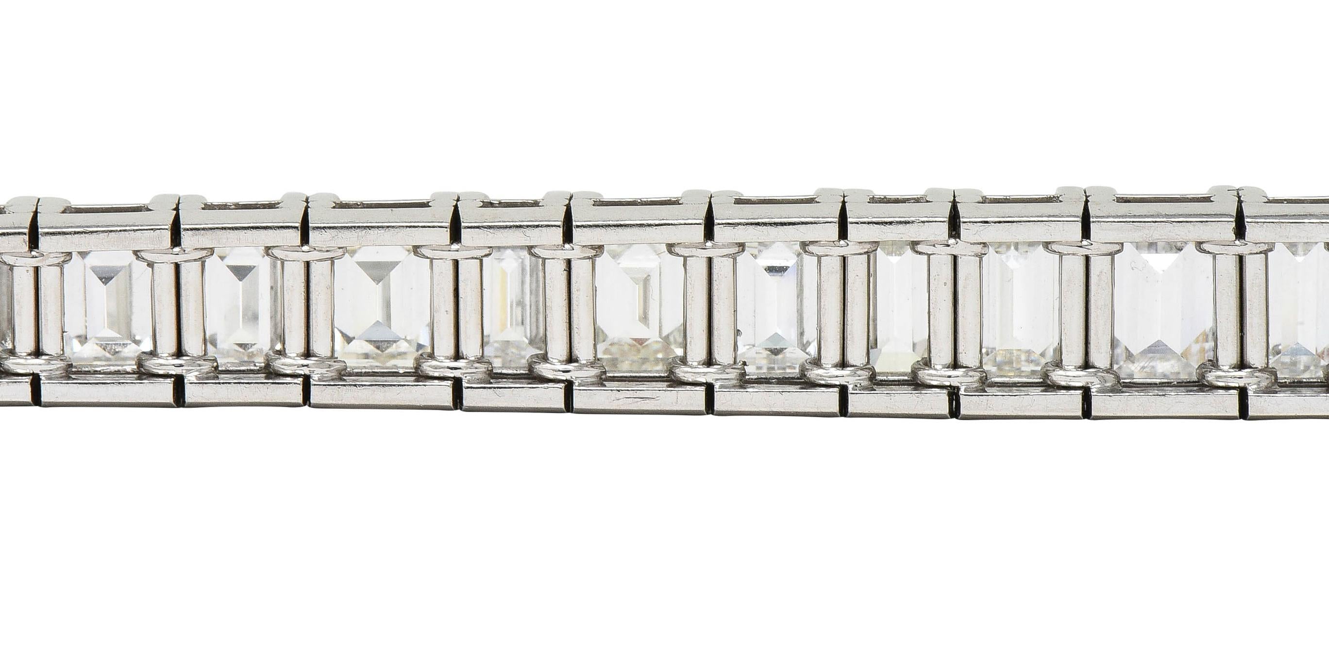 Mid-Century 25.20 CTW Rectangular Step Diamond Platinum Vintage Line Bracelet