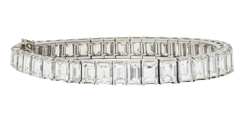 Mid-Century 25.20 CTW Rectangular Step Diamond Platinum Vintage Line Bracelet