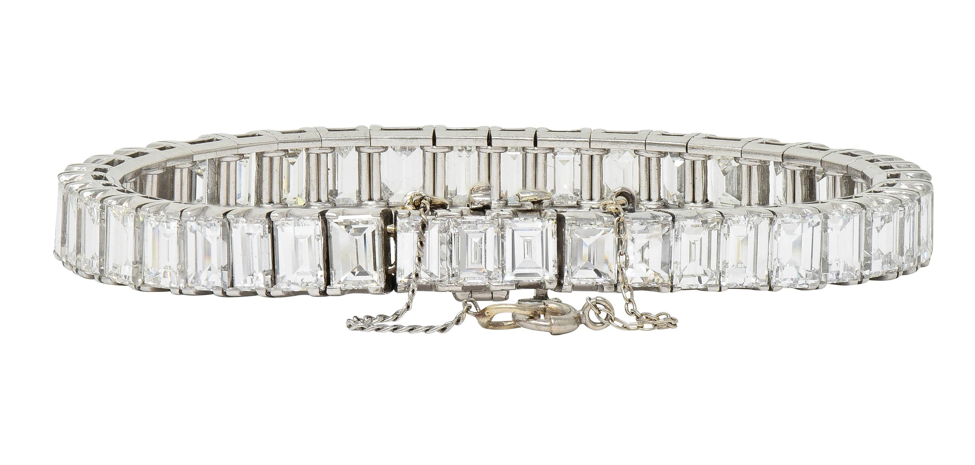 Mid-Century 25.20 CTW Rectangular Step Diamond Platinum Vintage Line Bracelet