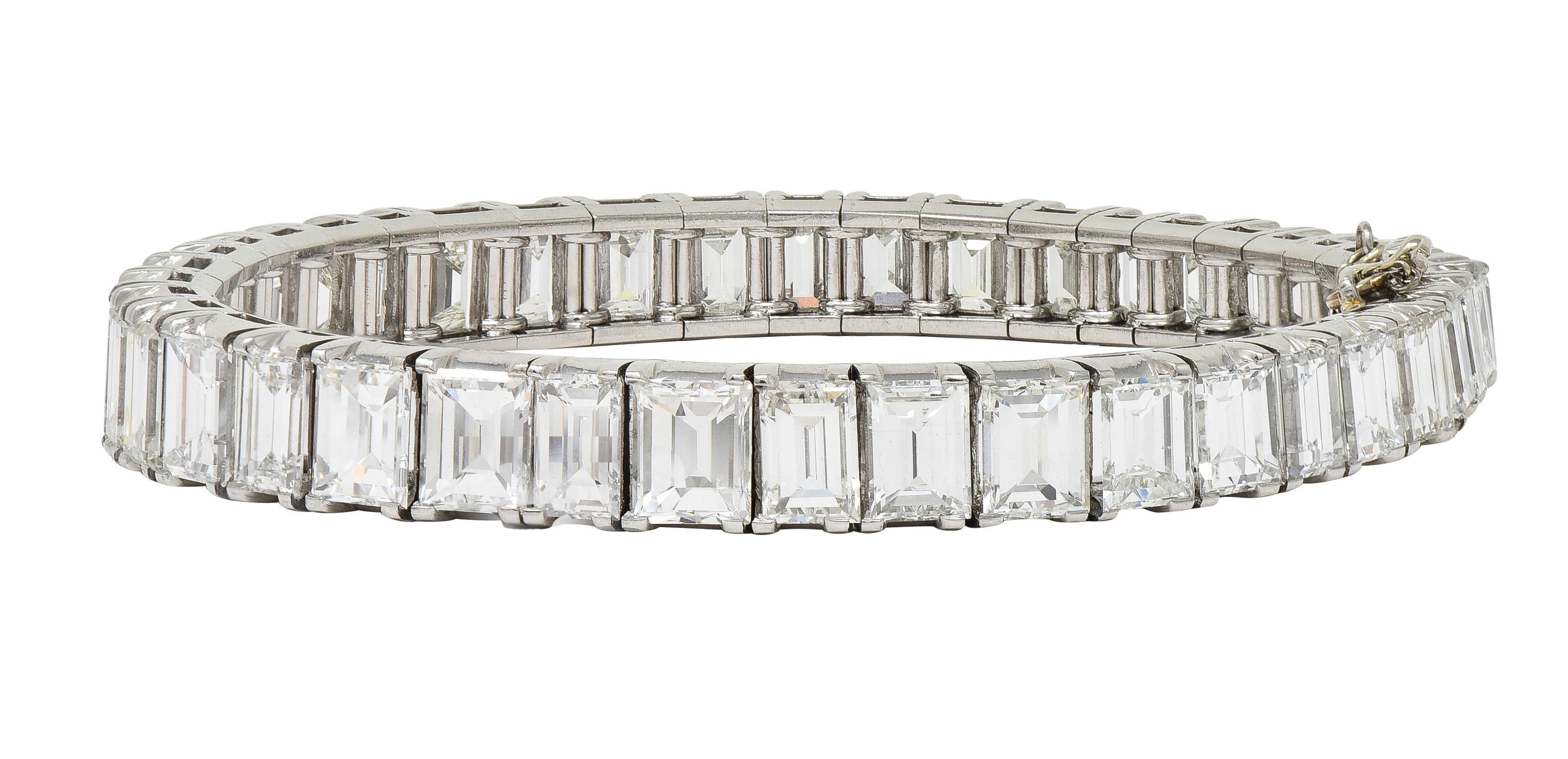 Mid-Century 25.20 CTW Rectangular Step Diamond Platinum Vintage Line Bracelet