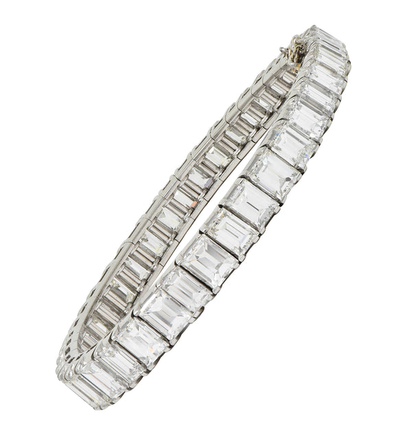 Mid-Century 25.20 CTW Rectangular Step Diamond Platinum Vintage Line Bracelet
