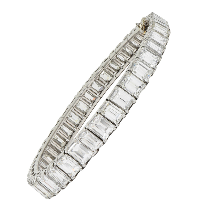 Mid-Century 25.20 CTW Rectangular Step Diamond Platinum Vintage Line Bracelet