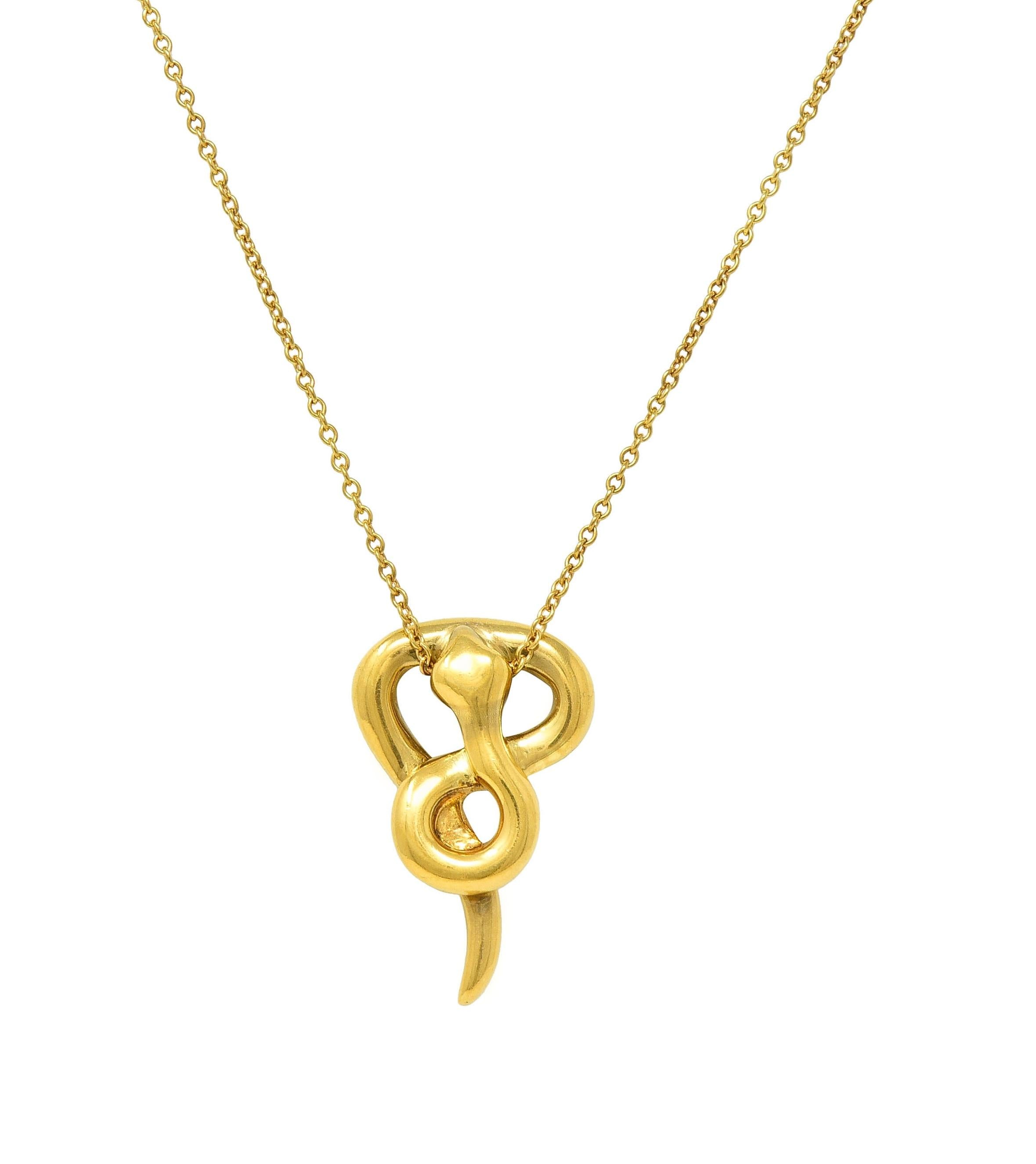 Tiffany & Co. Peretti 18K Gold Vintage Snake Chinese Zodiac Pendant Necklace