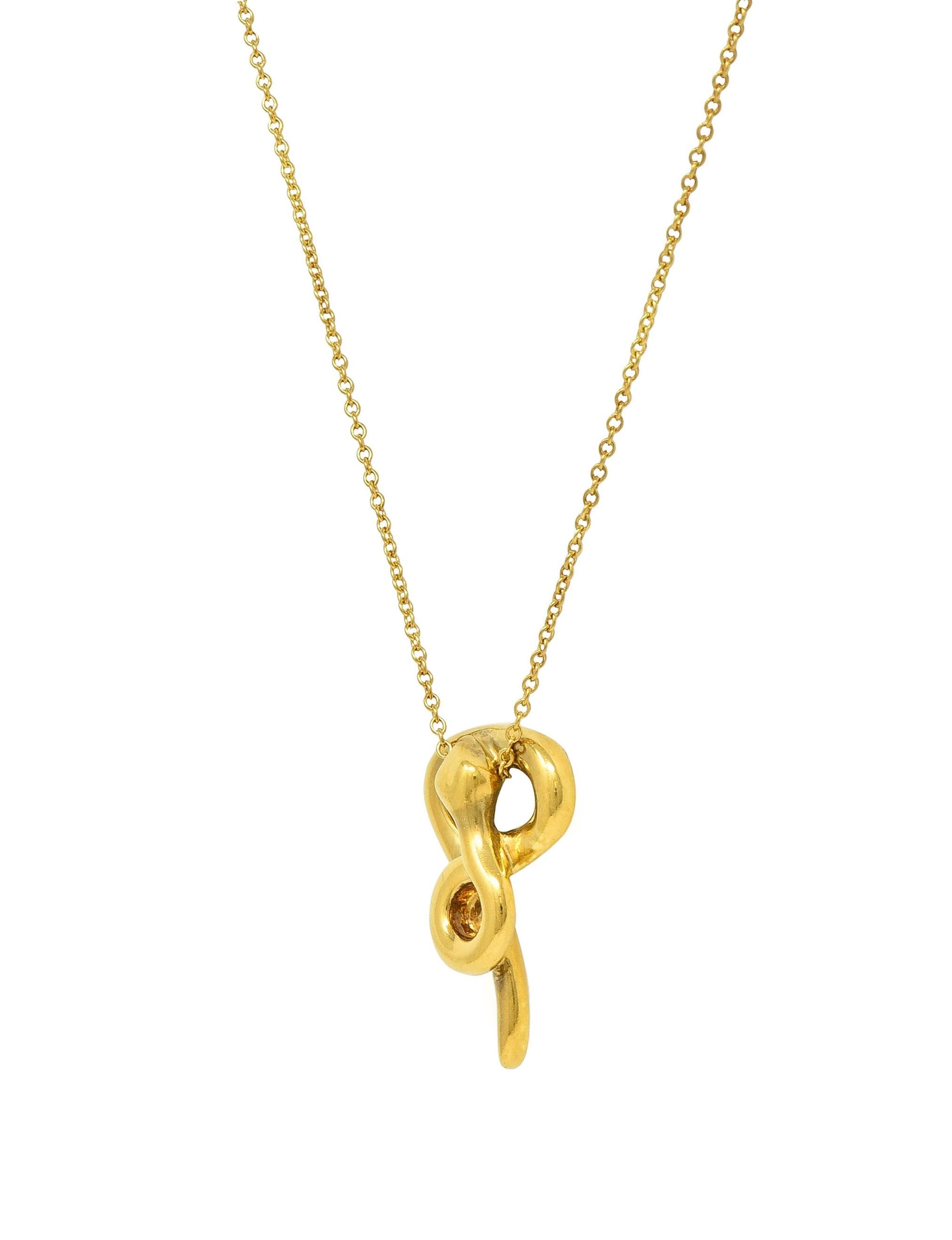 Tiffany & Co. Peretti 18K Gold Vintage Snake Chinese Zodiac Pendant Necklace