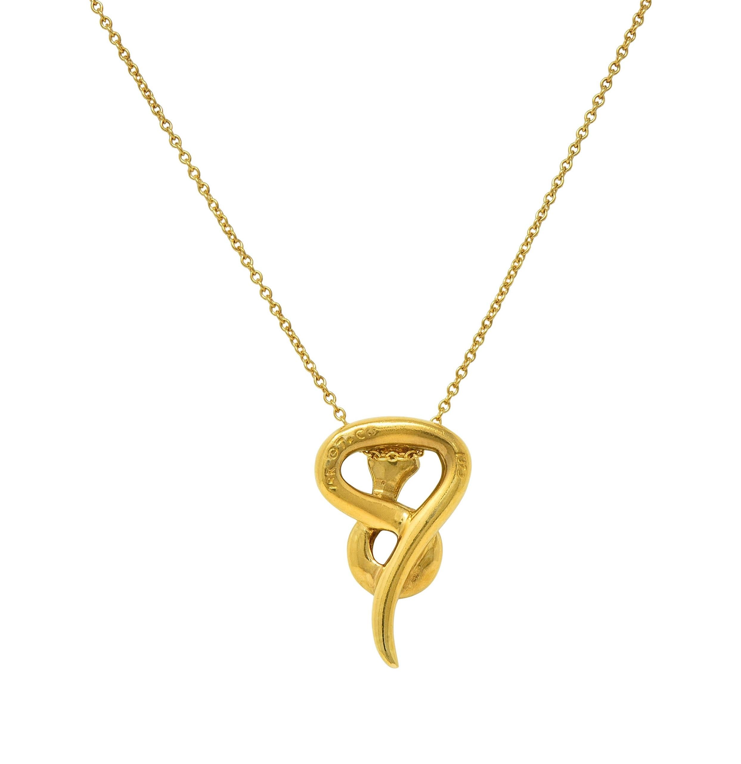 Tiffany & Co. Peretti 18K Gold Vintage Snake Chinese Zodiac Pendant Necklace