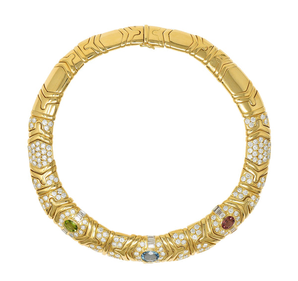Bulgari 29.45 CTW Diamond Multi-Gem 18K Gold Vintage Parentesi Collar Necklace