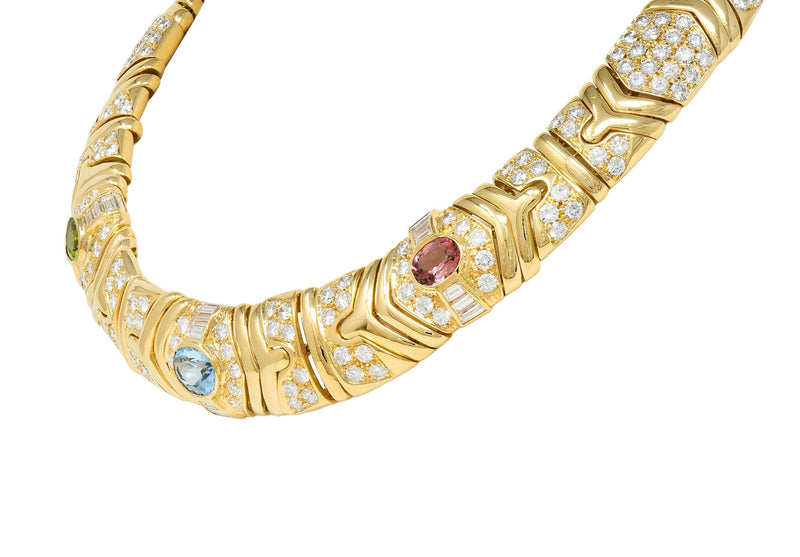 Bulgari 29.45 CTW Diamond Multi-Gem 18K Gold Vintage Parentesi Collar Necklace