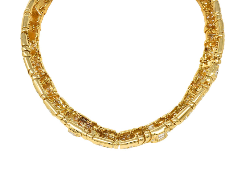 Bulgari 29.45 CTW Diamond Multi-Gem 18K Gold Vintage Parentesi Collar Necklace