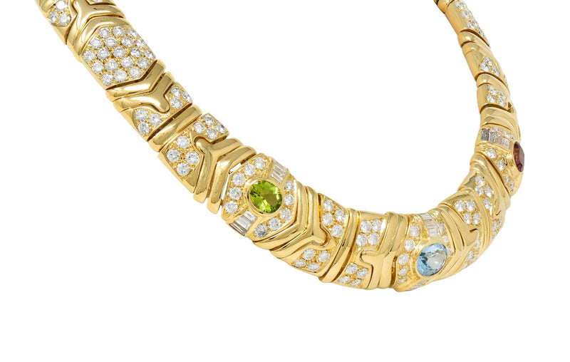 Bulgari 29.45 CTW Diamond Multi-Gem 18K Gold Vintage Parentesi Collar Necklace