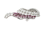 Van Cleef & Arpels 14.00 CTW Ruby Diamond Platinum Mid Century Ribbon Brooch