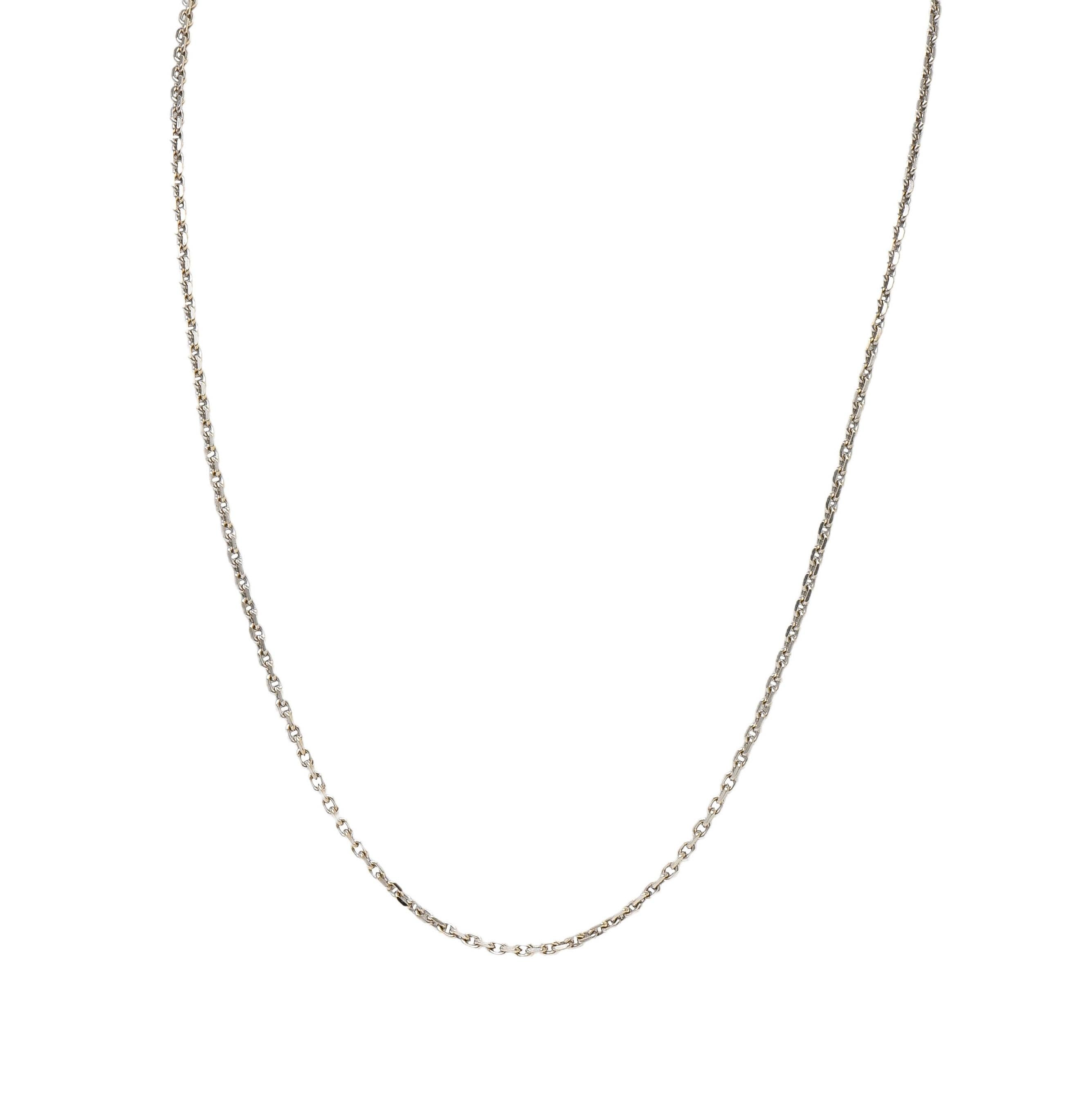 1990's 18 Karat White Gold Vintage Faceted Link Chain Necklace