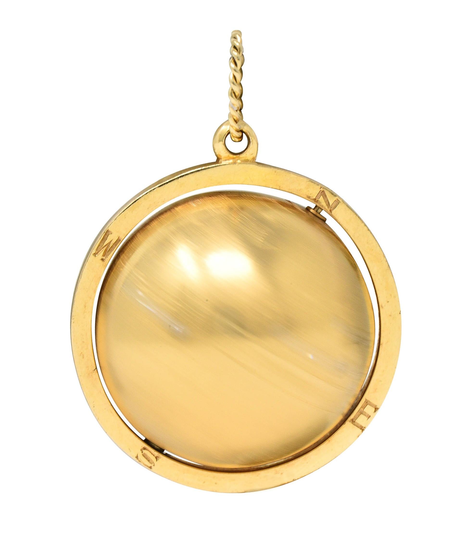 Cartier 1960's Diamond 14 Karat Yellow Gold Spinning World Globe Pendant