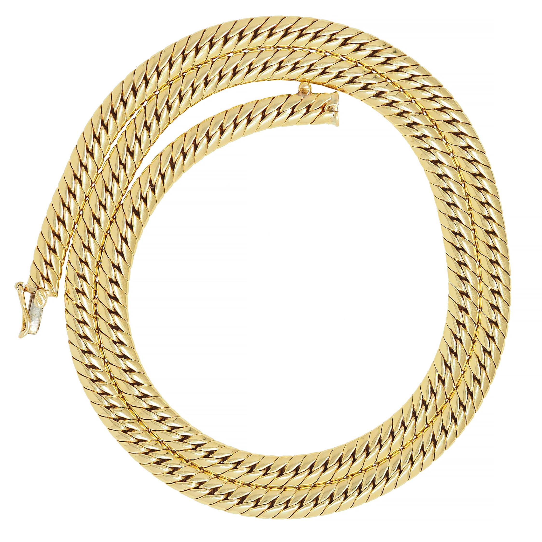 Van Cleef & Arpels 1980's 18 Karat Yellow Gold Vintage Snake Chain Necklace