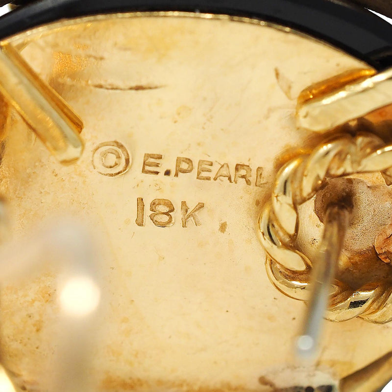 Erwin Pearl 1970's Diamond Onyx 18 Karat Gold Dragon Vintage Earrings