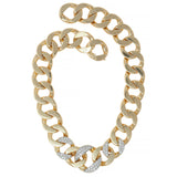 1960's 3.20 CTW Diamond Platinum 14K Yellow Gold Vintage Curb Link Necklace