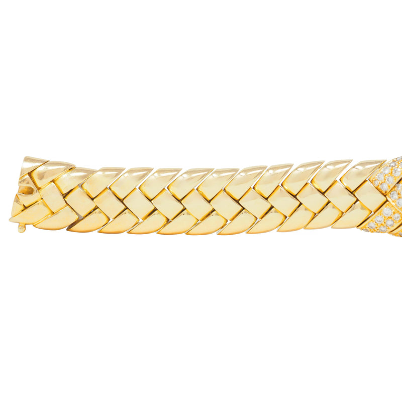 Van Cleef & Arpels French 3.80 CTW Diamond 18 Karat Gold Vintage Woven Bracelet