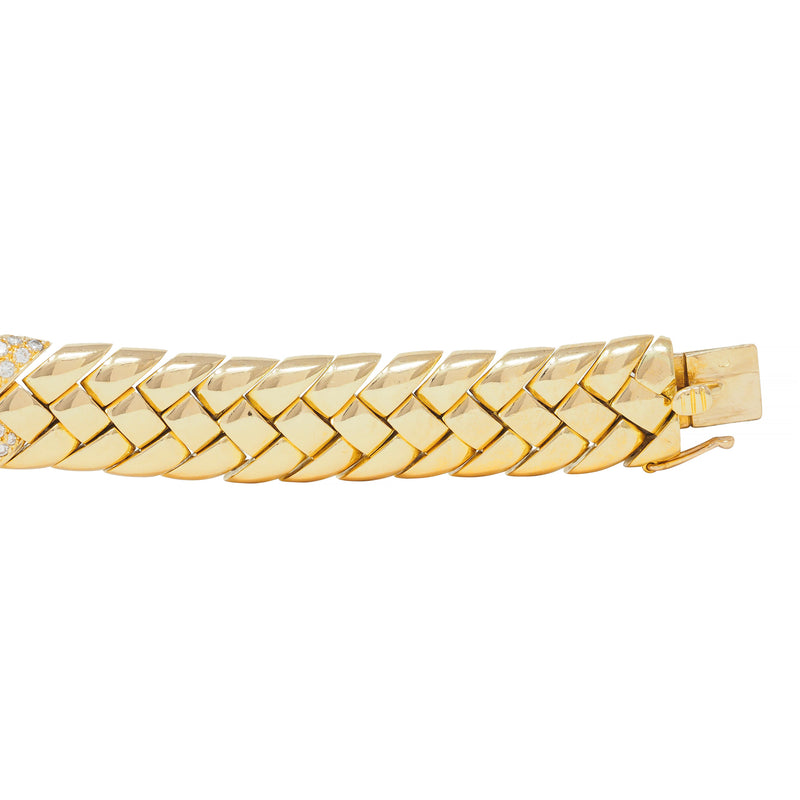 Van Cleef & Arpels French 3.80 CTW Diamond 18 Karat Gold Vintage Woven Bracelet