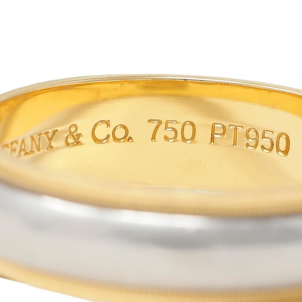 Tiffany & Co Platinum 18 Karat Yellow Gold Contemporary Unisex Wedding Band Ring