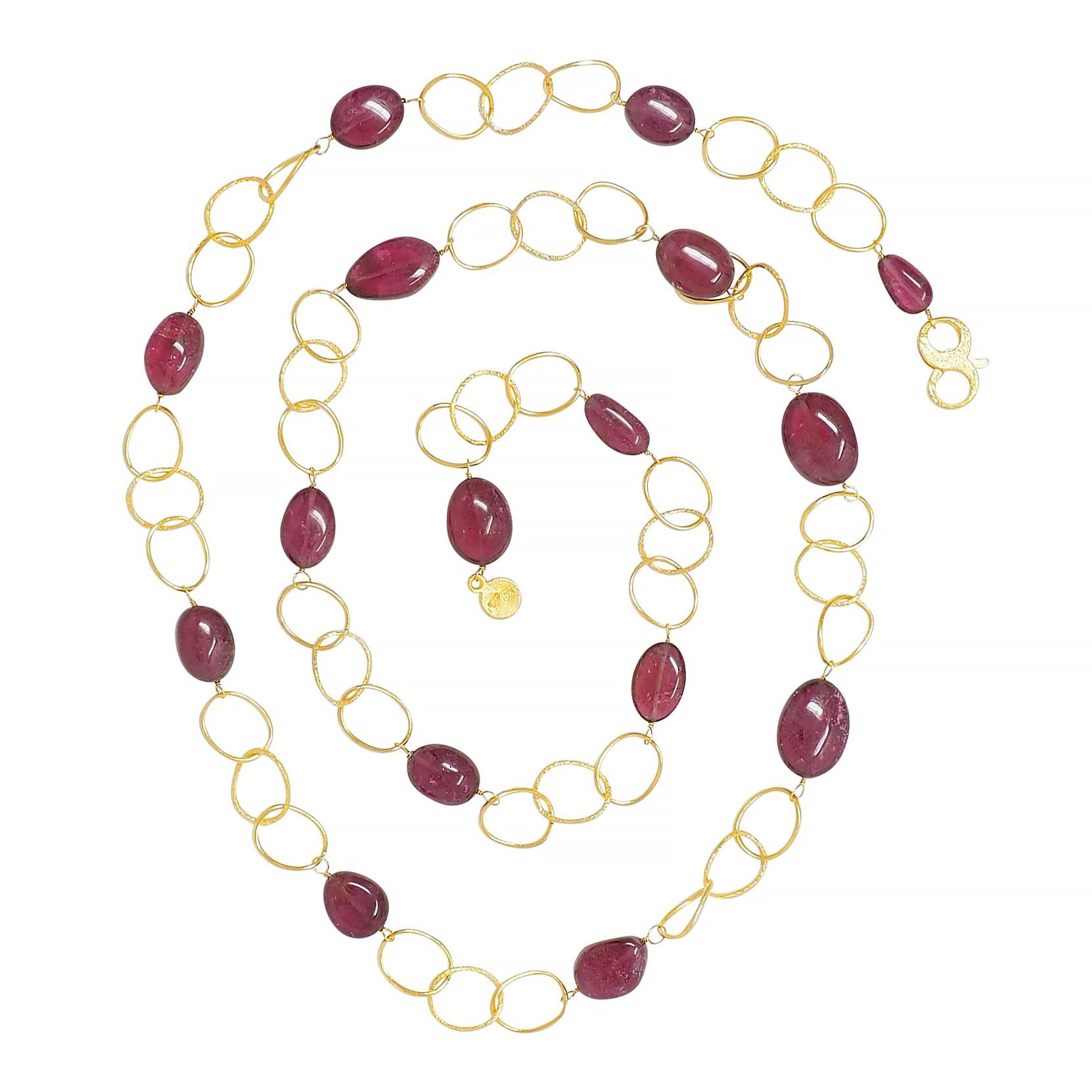 Dominique Cohen 2008 Tourmaline 18 Karat Yellow Gold Bead Station Chain Necklace