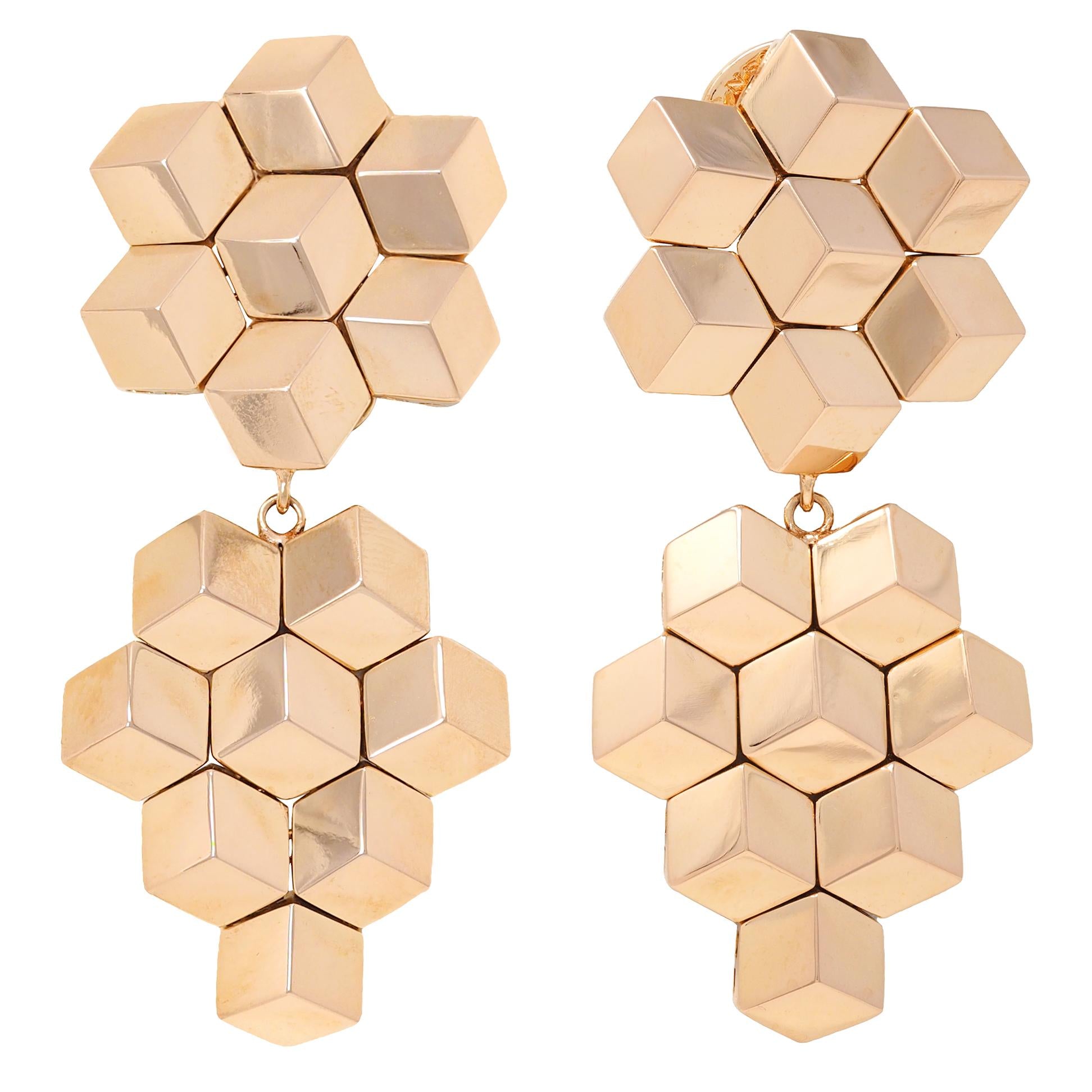 Paolo Costagli Contemporary 18K Rose Gold Day-To-Night Cube Ear-Clip Earrings