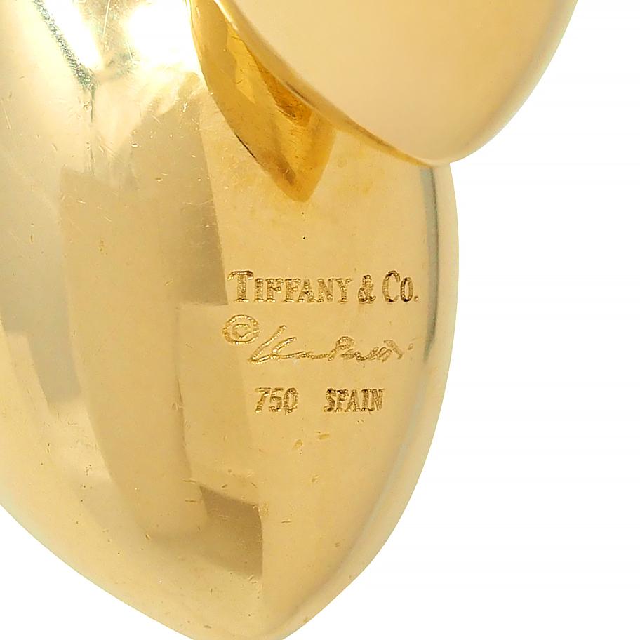 Elsa Peretti Tiffany & Co. 18K Gold Vintage Double Teardrop Pedant Necklace