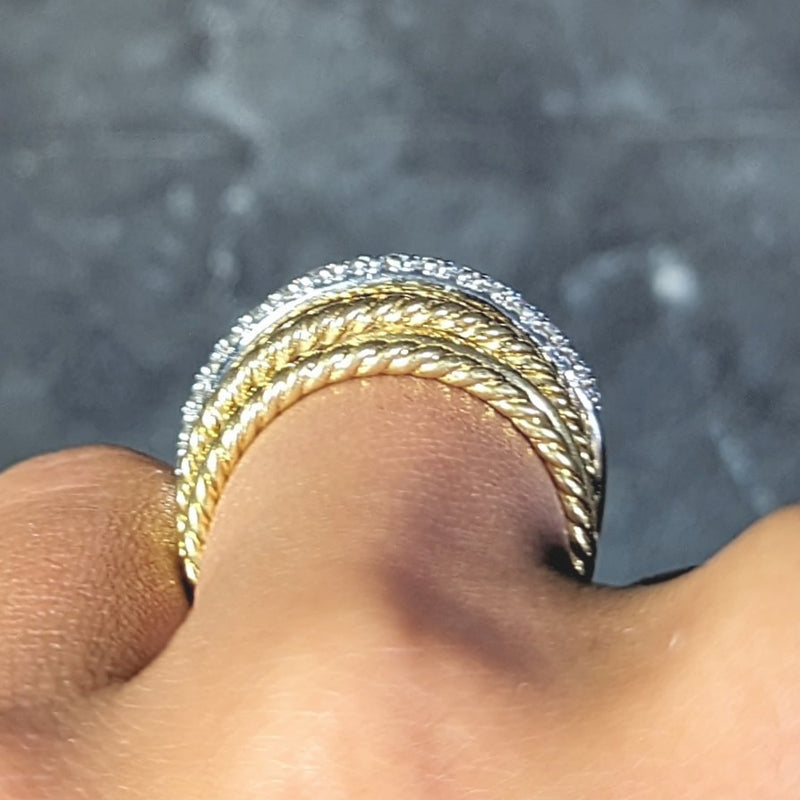 David yurman crossover hot sale wide ring with diamonds