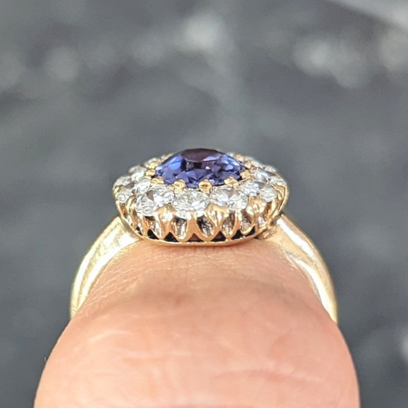 Edwardian 2.10 CTW No Heat Purple Ceylon Sapphire Diamond 14 Karat Gold Antique Ring GIA Wilson's Estate Jewelry