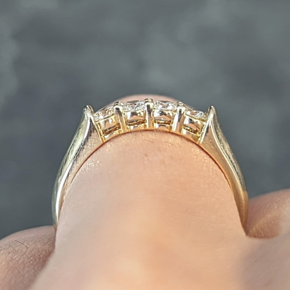 1990's 0.40 CTW Diamond 14 Karat Yellow Gold Vintage Stacking Band Ring Wilson's Estate Jewelry