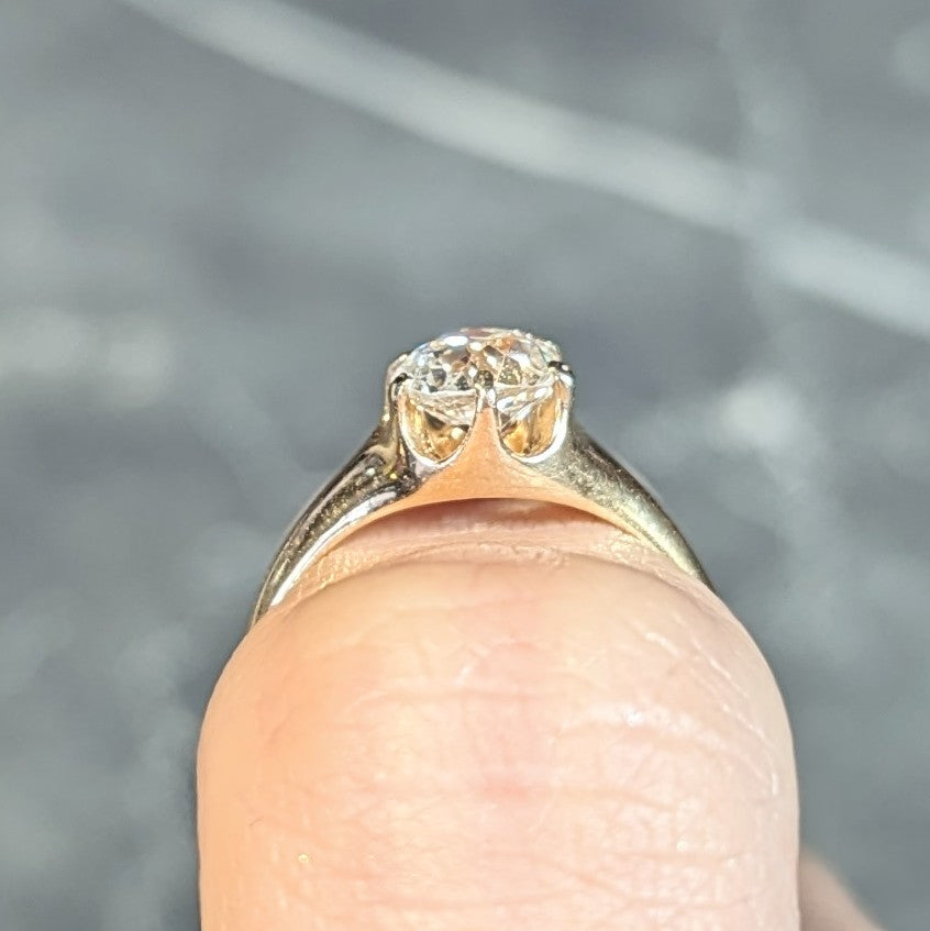 Victorian 0.80 CTW Old Mine Cut 18 Karat Yellow Gold Solitaire Engagement Ring Wilson's Estate Jewelry