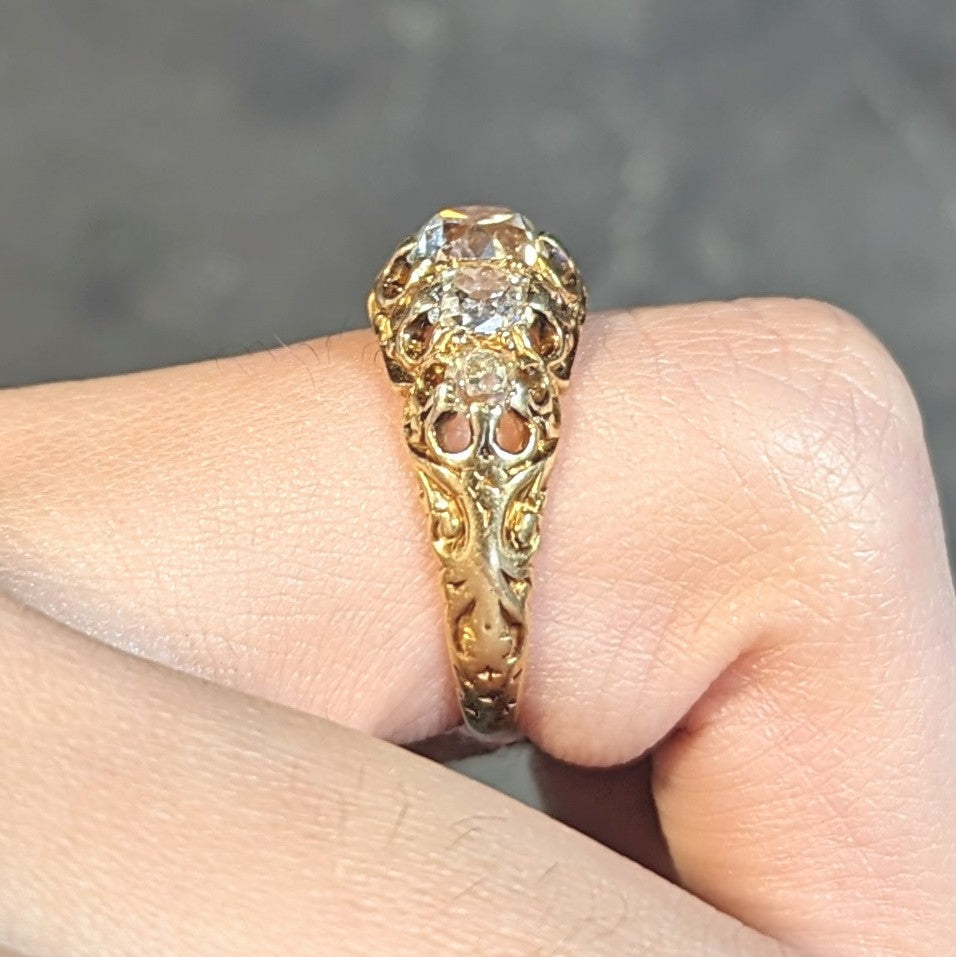 Victorian 1.98 CTW Old Mine Cut Diamond 14 Karat Gold Five Stone Antique Band Ring Wilson's Estate Jewelry