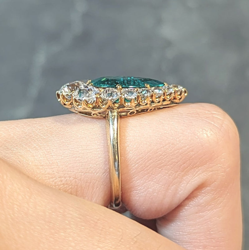 Emerald and Diamond Art Deco Vintage Engagement Ring in 18K White Gold —  Antique Jewelry Mall