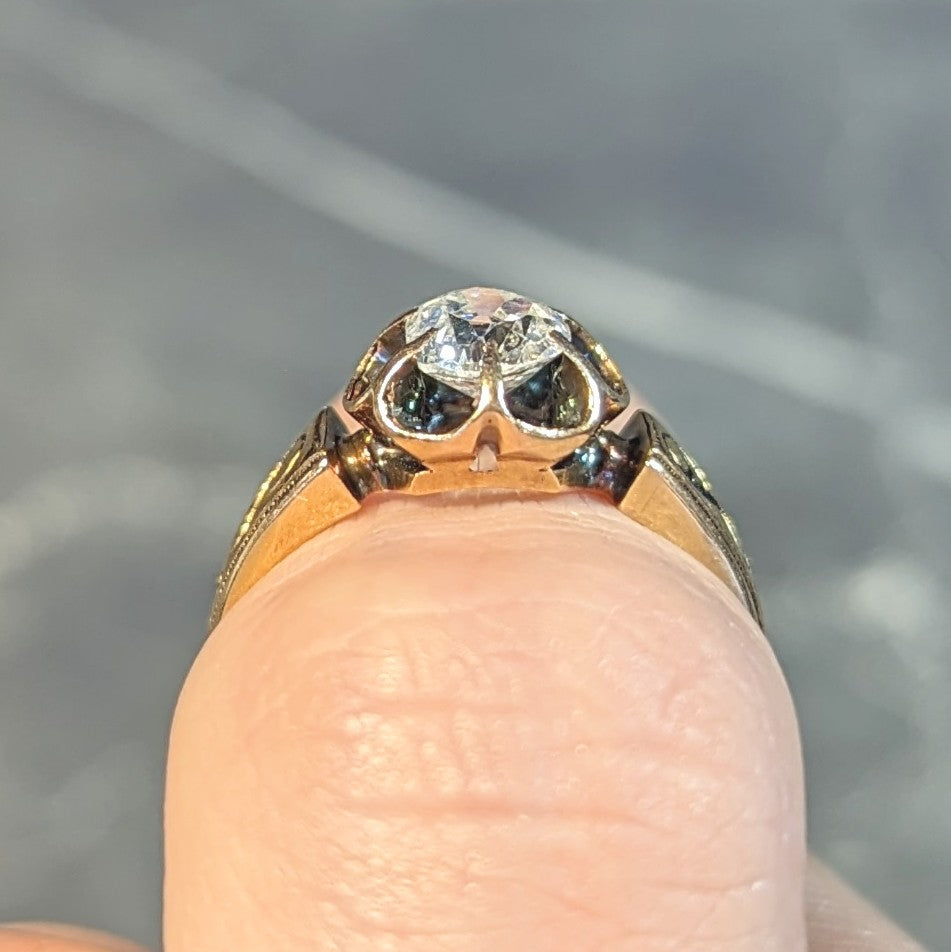 1866 Victorian 0.65 CTW Old Mine Cut Diamond 18 Karat Gold Engagement Ring Wilson's Estate Jewelry