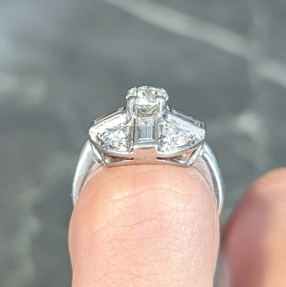 Mid-Century 1.00 CTW Diamond Platinum Vintage Circular Dinner Ring Wilson's Estate Jewelry