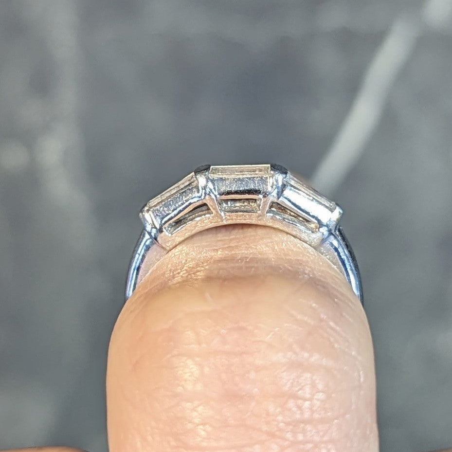 Mid-Century 0.30 CTW Baguette Diamond Platinum Vintage Stacking Band Ring Wilson's Estate Jewelry