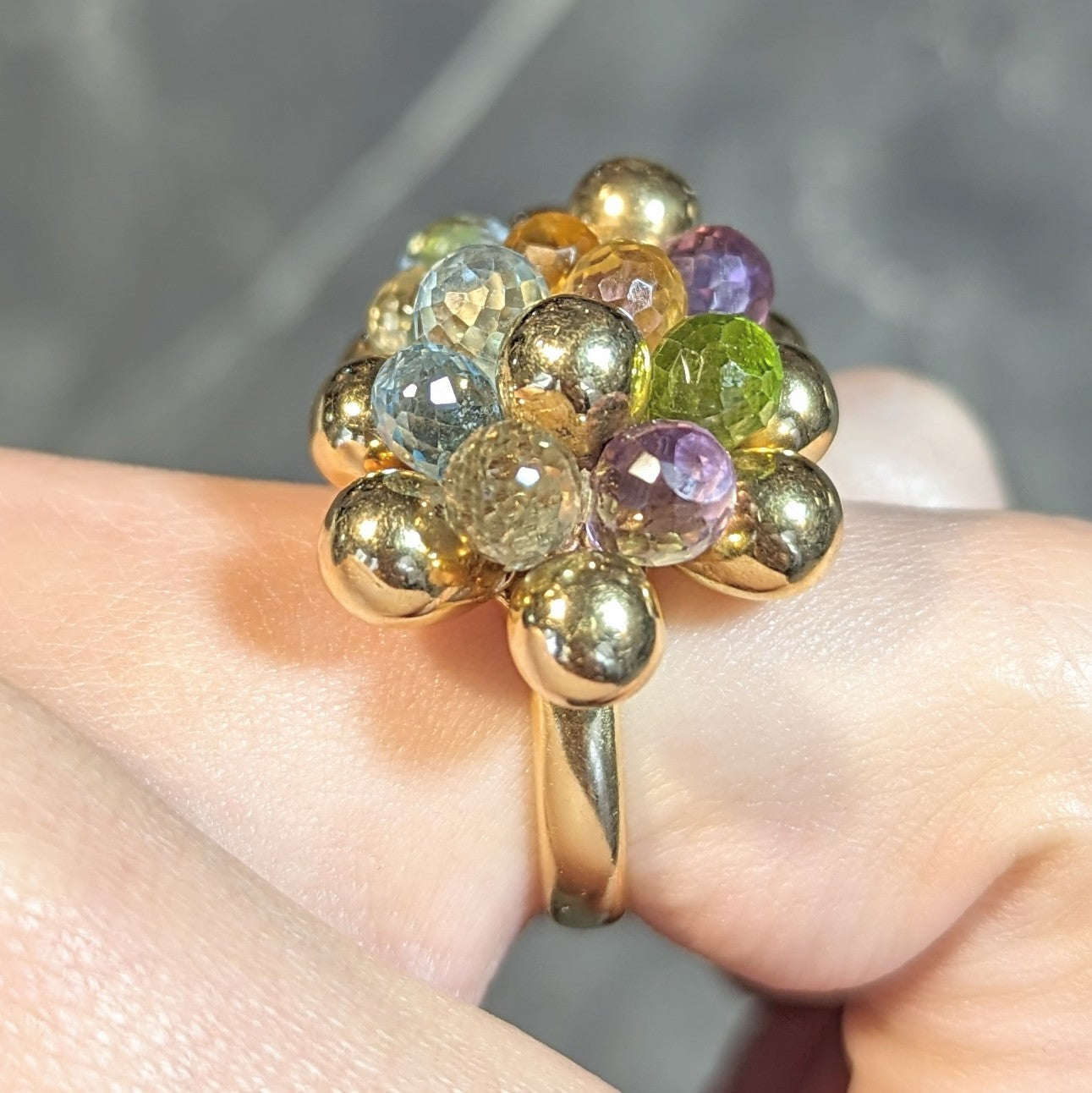 Marco Bicego Multi-Gem Topaz Citrine 18 Karat Yellow Gold Paradise Briolette Burst Ring Wilson's Estate Jewelry