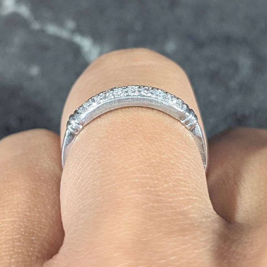 Cartier Art Deco 0.45 CTW Diamond Platinum Double Row Vintage Stacking Wedding Vintage Band Ring Wilson's Estate Jewelry